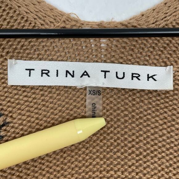 Trina Turk Hadlee Merino Wool Diamond Print Poncho Cape Sweater Size XS - Picture 5 of 6